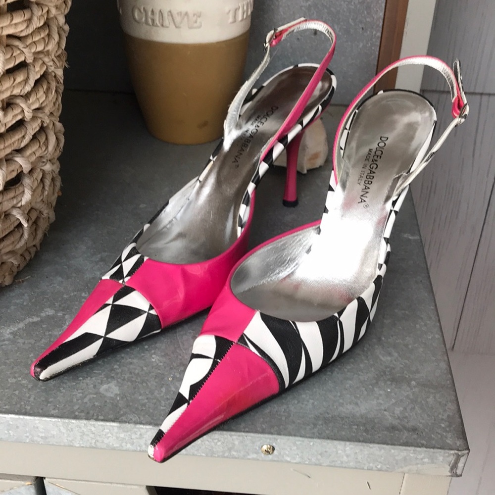 Dolce &Gabbana sling back leather and patent 31/2